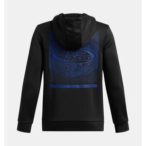 UNDER ARMOUR Club Glitch Tech Fleece Logo Hoodie Black Pocket Youth Boys Medium